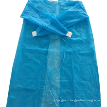 Синий нетканый материал PP с полиэтиленовой пленкой 55GSM для защитного одноразового изоляционного платья Общая крышка костюма